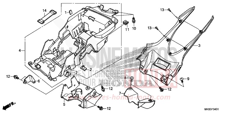 KOTFLUEGEL, HINTEN (CBR1000RA/SA) von CBR1000RR SP SP1 SP2 VIBRANT ORANGE (YR250X) von 2016